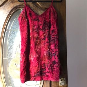 Red velvet embossed dress